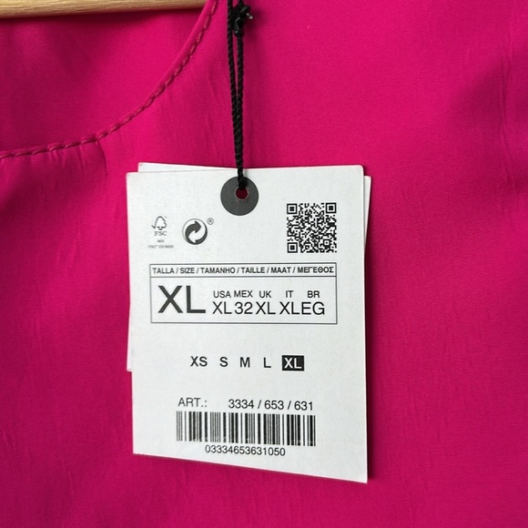 NWT Zara Limited Edition Pink Voluminos Ruffled Top Fuchsia Pink Sz XL - Picture 4 of 6